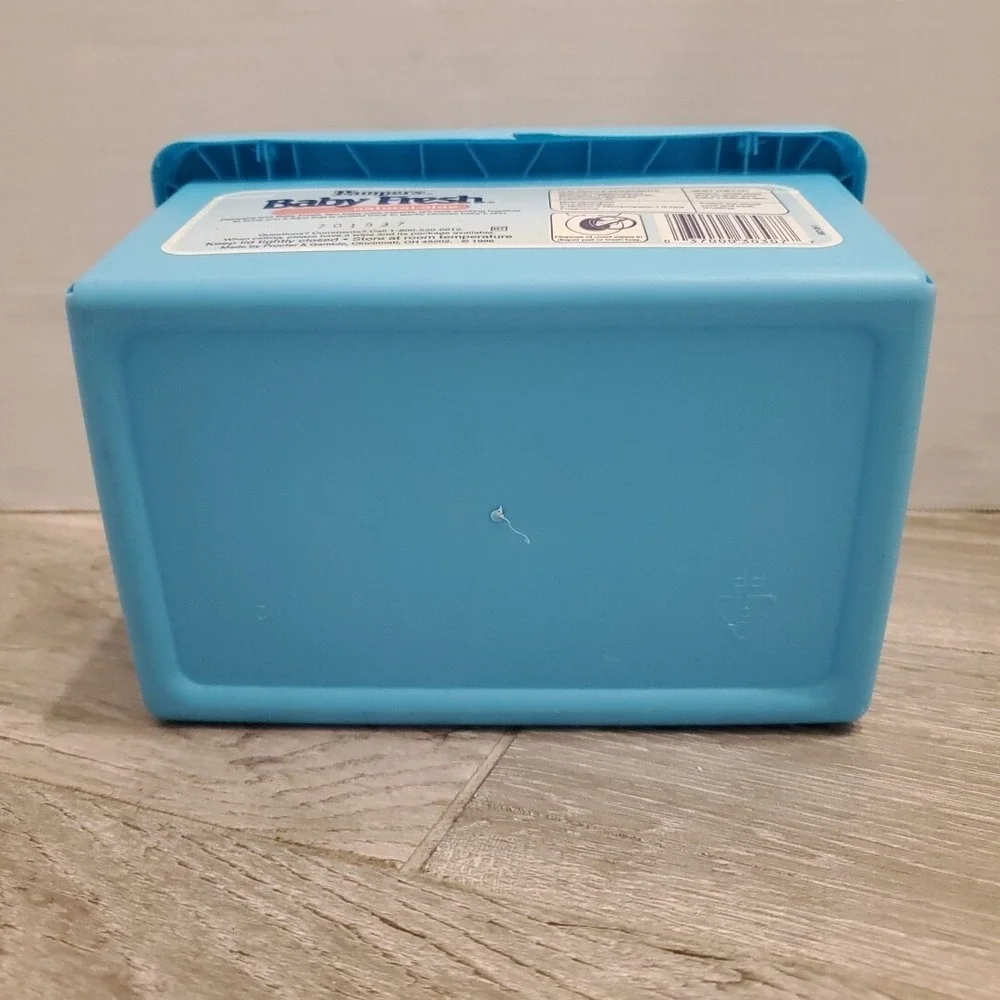 Pampers Vintage Baby Wipes Container Baby Fresh Blue Empty Movie prop